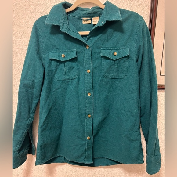L.L. Bean Teal Long Sleeve Shirt women’s Medium - Picture 1 of 3